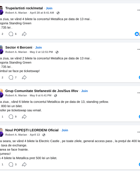 scam metallica concert bilete false horia constantinescu prevenire cristian iosub asociatie