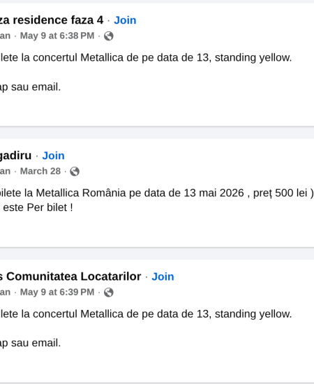 scam metallica concert bilete false horia constantinescu prevenire cristian iosub asociatie
