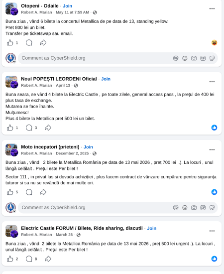 scam metallica concert bilete false horia constantinescu prevenire cristian iosub asociatie