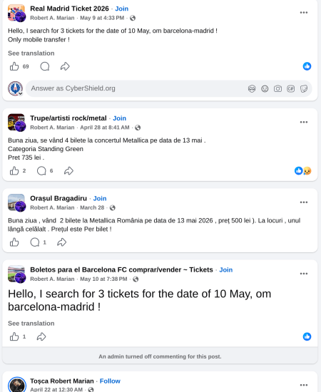 scam metallica concert bilete false horia constantinescu prevenire cristian iosub asociatie
