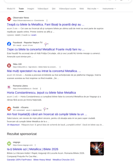scam metallica concert bilete false horia constantinescu prevenire cristian iosub asociatie
