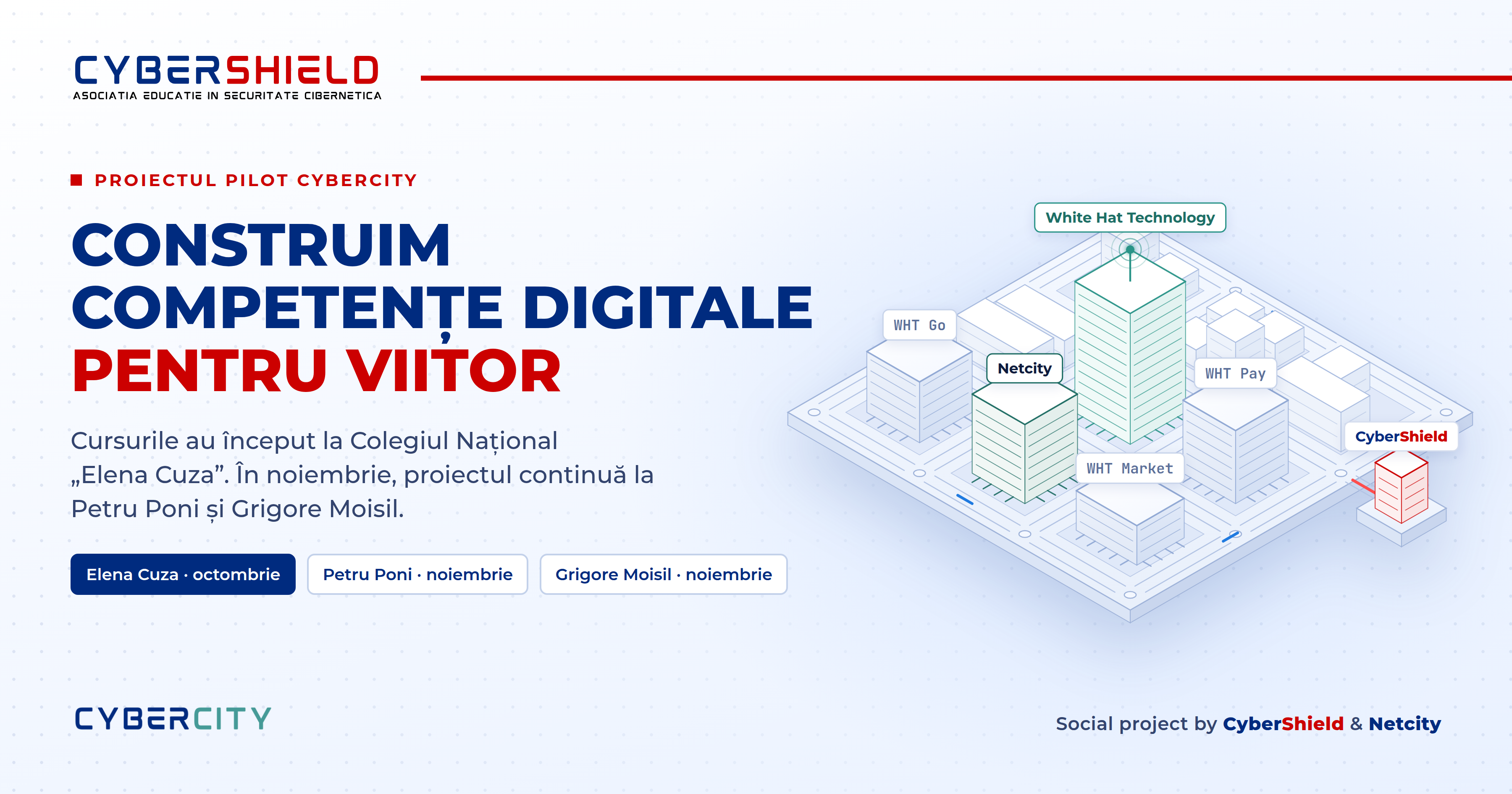 Cursurile CyberCity Construim competențe digitale pentru viitor la Colegiul Național Elena Cuza, Social project by CyberShield & Netcity
