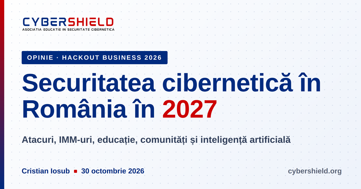 Grafică: Securitatea cibernetică în România în 2027, opinie de Cristian Iosub, după panelul de la Hackout Business